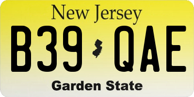 NJ license plate B39QAE