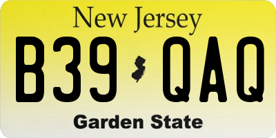 NJ license plate B39QAQ