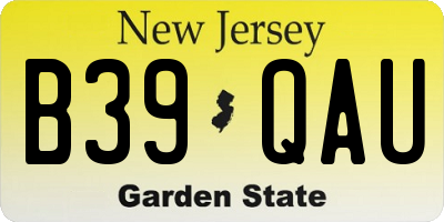 NJ license plate B39QAU