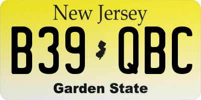 NJ license plate B39QBC