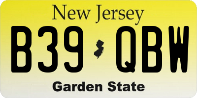 NJ license plate B39QBW