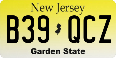 NJ license plate B39QCZ