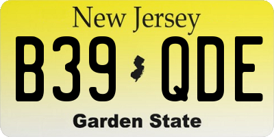 NJ license plate B39QDE