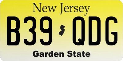 NJ license plate B39QDG