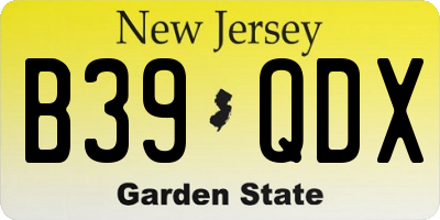 NJ license plate B39QDX