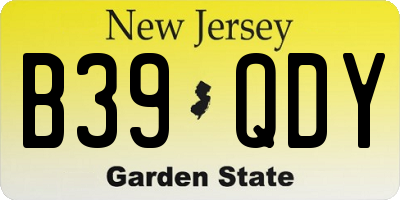 NJ license plate B39QDY
