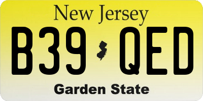 NJ license plate B39QED