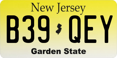 NJ license plate B39QEY