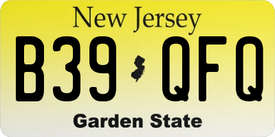 NJ license plate B39QFQ