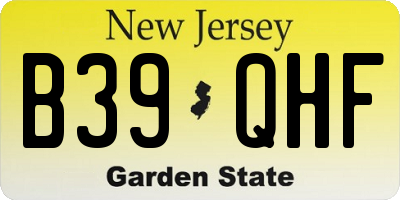 NJ license plate B39QHF