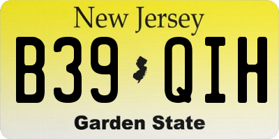 NJ license plate B39QIH