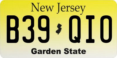 NJ license plate B39QIO
