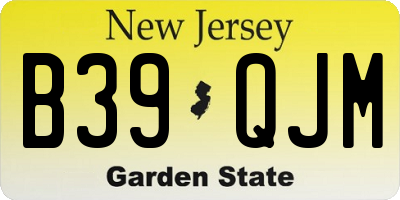 NJ license plate B39QJM