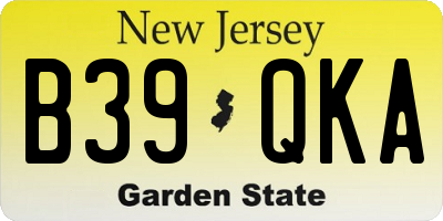 NJ license plate B39QKA
