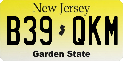 NJ license plate B39QKM