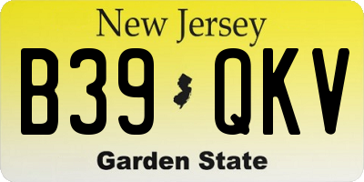 NJ license plate B39QKV