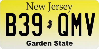 NJ license plate B39QMV
