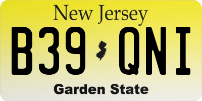 NJ license plate B39QNI
