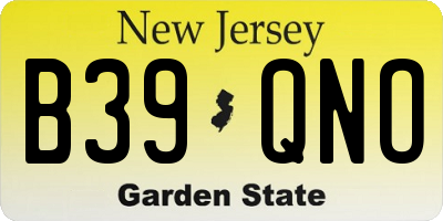 NJ license plate B39QNO