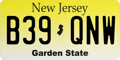 NJ license plate B39QNW