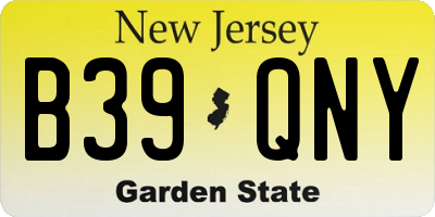 NJ license plate B39QNY