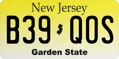 NJ license plate B39QOS