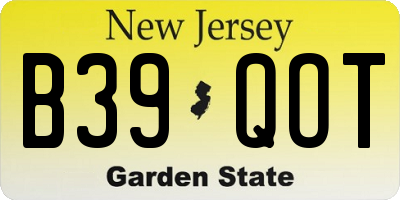 NJ license plate B39QOT