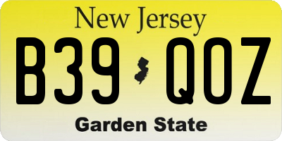NJ license plate B39QOZ
