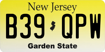 NJ license plate B39QPW