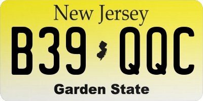 NJ license plate B39QQC