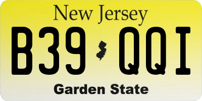 NJ license plate B39QQI