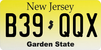 NJ license plate B39QQX