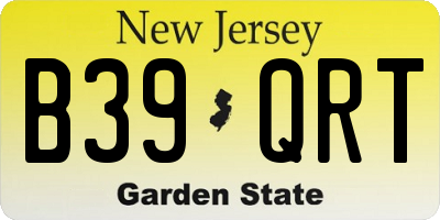 NJ license plate B39QRT