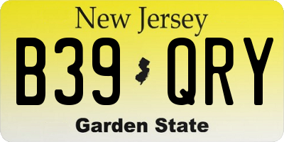 NJ license plate B39QRY
