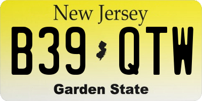 NJ license plate B39QTW