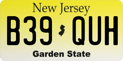 NJ license plate B39QUH