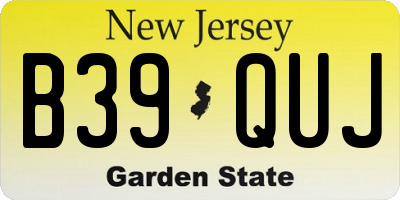 NJ license plate B39QUJ
