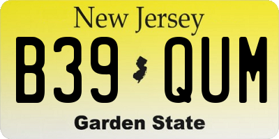 NJ license plate B39QUM