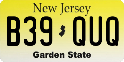 NJ license plate B39QUQ