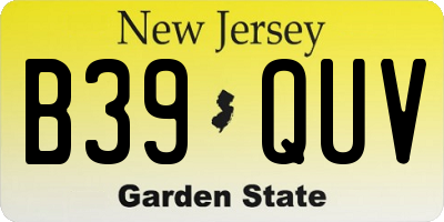 NJ license plate B39QUV