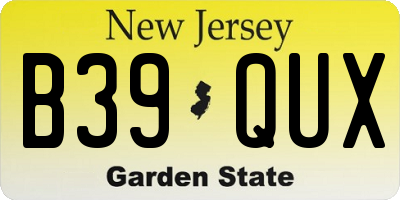 NJ license plate B39QUX