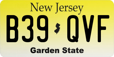 NJ license plate B39QVF