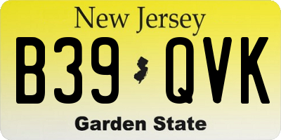 NJ license plate B39QVK