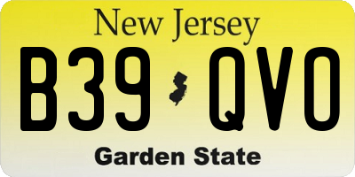 NJ license plate B39QVO