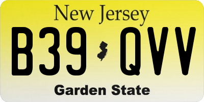 NJ license plate B39QVV