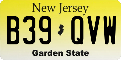 NJ license plate B39QVW