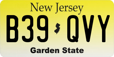 NJ license plate B39QVY