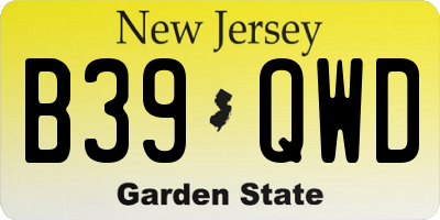 NJ license plate B39QWD