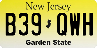 NJ license plate B39QWH