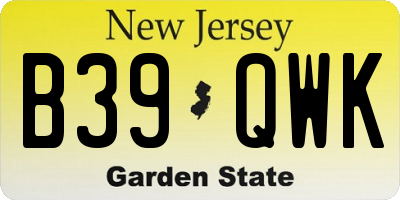 NJ license plate B39QWK